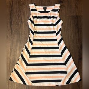 Worthington Black, White, and Peach Striped Top